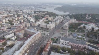 This stock footage shows aerial view of Kyiv, Ukraine in 8K resolution
