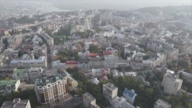This stock footage shows aerial view of Kyiv, Ukraine in 8K resolution