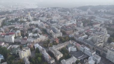 This stock footage shows aerial view of Kyiv, Ukraine in 8K resolution