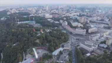 This stock footage shows aerial view of Kyiv, Ukraine in 8K resolution