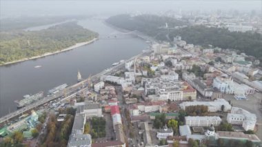 This stock footage shows aerial view of Kyiv, Ukraine in 8K resolution