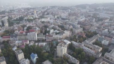 This stock footage shows aerial view of Kyiv, Ukraine in 8K resolution