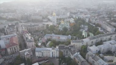 This stock footage shows aerial view of Kyiv, Ukraine in 8K resolution