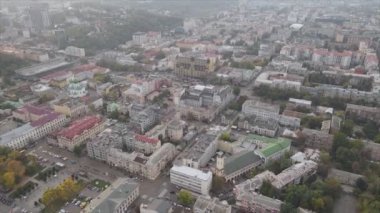This stock footage shows aerial view of Kyiv, Ukraine in 8K resolution