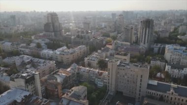 This stock footage shows aerial view of Kyiv, Ukraine in 8K resolution