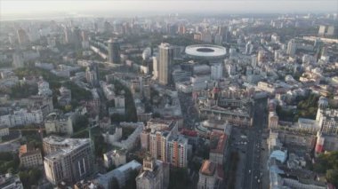 This stock footage shows aerial view of Kyiv, Ukraine in 8K resolution