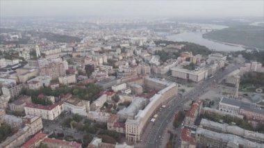 This stock footage shows aerial view of Kyiv, Ukraine in 8K resolution