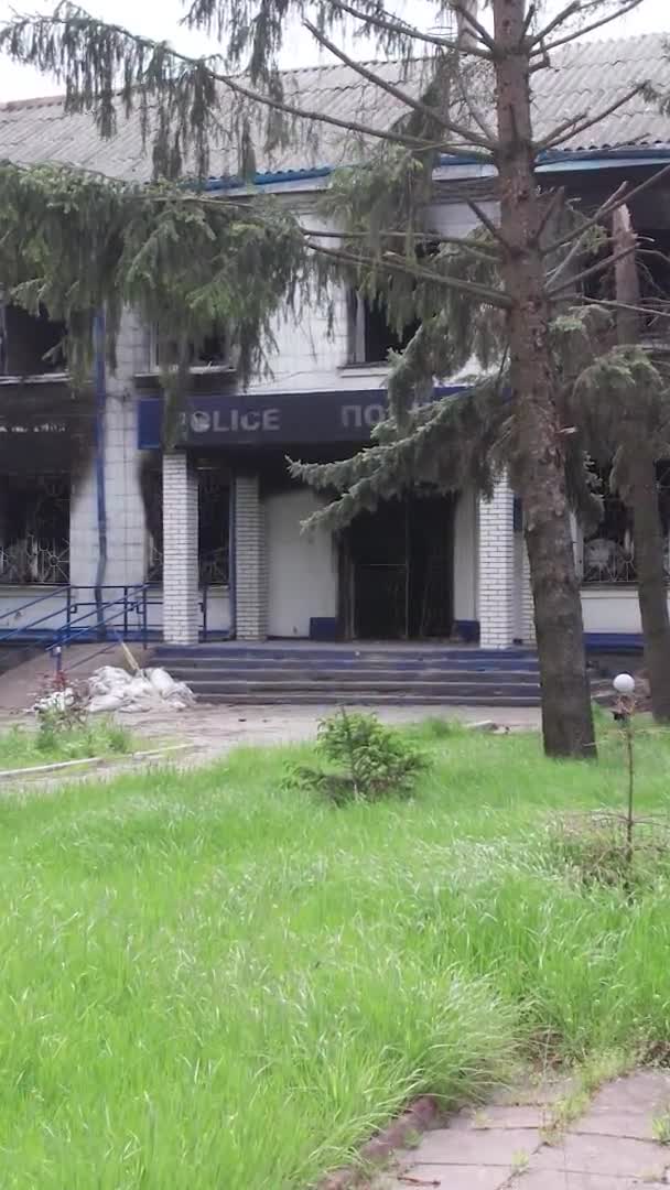 Questo Video Verticale Mostra Conseguenze Della Guerra Ucraina Edificio Distrutto — Video Stock