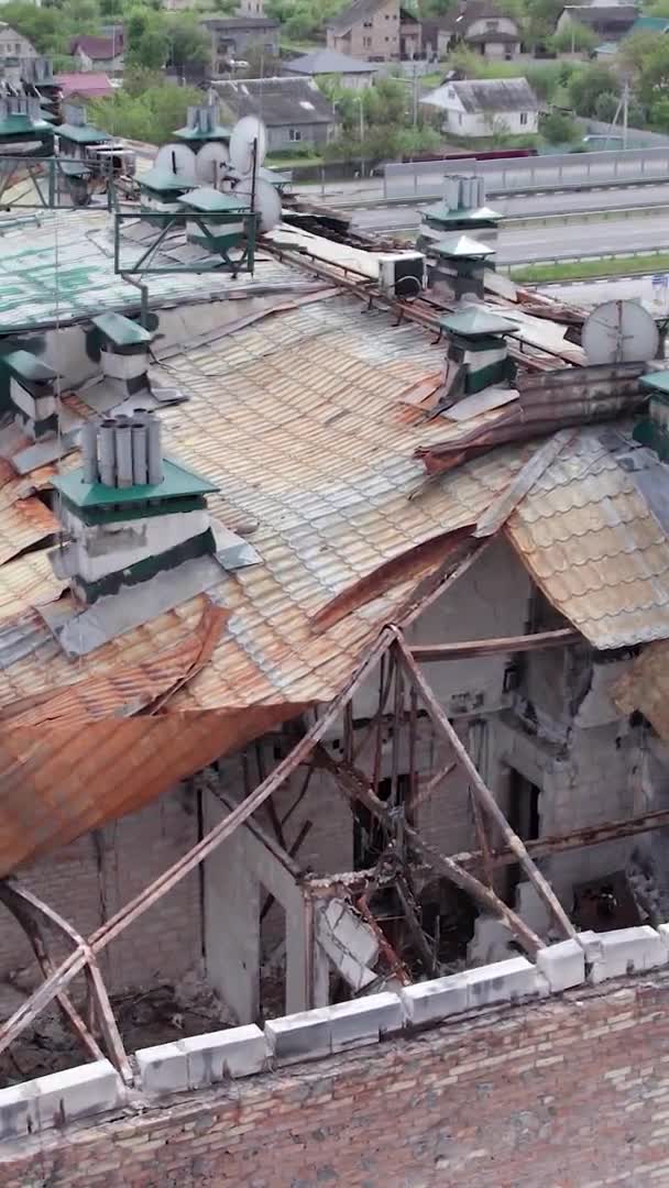 Toto Video Ukazuje Válkou Poničenou Budovu Stoyance Okres Bucha Ukrajina — Stock video