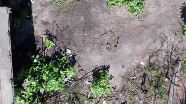 Stock Vertical Video Shows Aerial View Destroyed Military Equipment Ukraine — Stockvideo