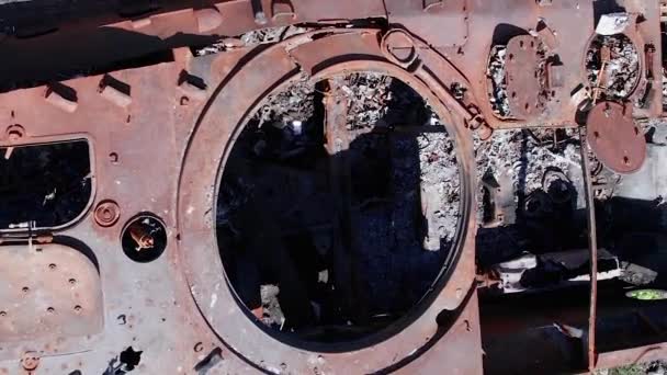 Stock Vertical Video Shows Aerial View Destroyed Military Equipment Ukraine — Video