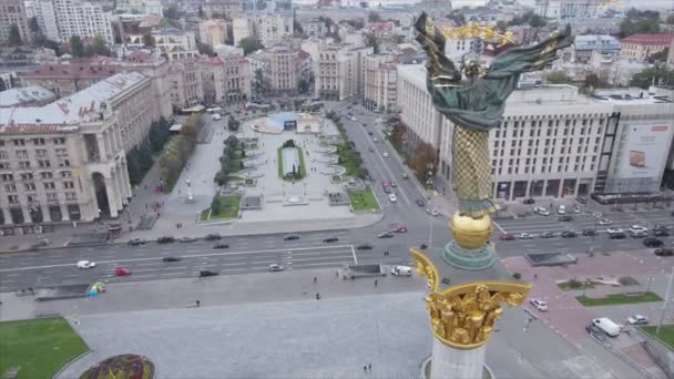 Stock Video Shows Aerial View Maidan Independence Square Kyiv Ukraine — Stockvideo