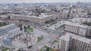This stock video shows aerial view of Maidan - Independence Square in Kyiv, Ukraine in 8K resolution
