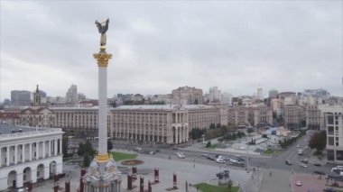 This stock video shows aerial view of Maidan - Independence Square in Kyiv, Ukraine in 8K resolution