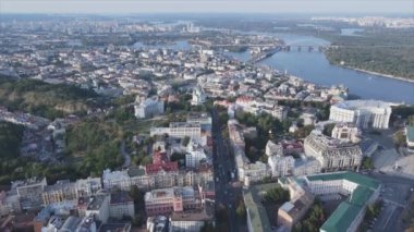 This stock footage shows aerial view of Kyiv, Ukraine in 8K resolution