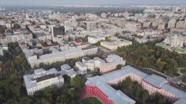 This stock footage shows aerial view of Kyiv, Ukraine in 8K resolution