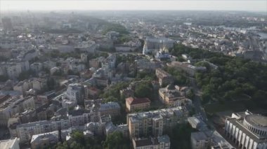 This stock footage shows aerial view of Kyiv, Ukraine in 8K resolution