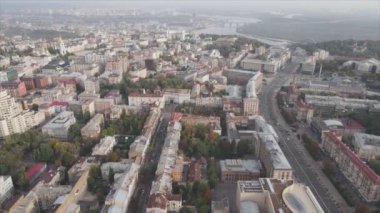 This stock footage shows aerial view of Kyiv, Ukraine in 8K resolution