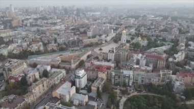 This stock footage shows aerial view of Kyiv, Ukraine in 8K resolution