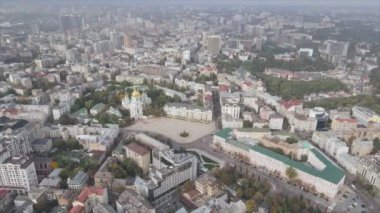 This stock footage shows aerial view of Kyiv, Ukraine in 8K resolution