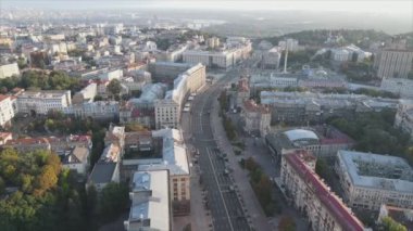 This stock footage shows aerial view of Kyiv, Ukraine in 8K resolution