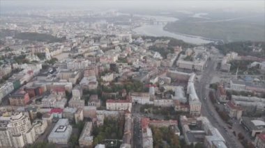 This stock footage shows aerial view of Kyiv, Ukraine in 8K resolution
