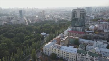 This stock footage shows aerial view of Kyiv, Ukraine in 8K resolution