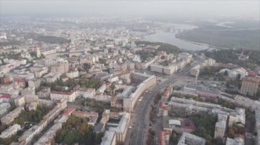 This stock footage shows aerial view of Kyiv, Ukraine in 8K resolution