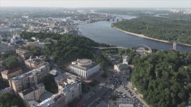 This stock footage shows aerial view of Kyiv, Ukraine in 8K resolution