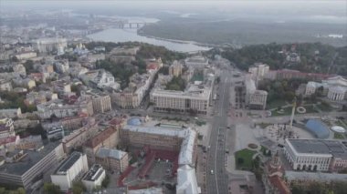 This stock footage shows aerial view of Kyiv, Ukraine in 8K resolution