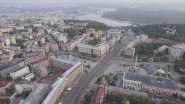 This stock footage shows aerial view of Kyiv, Ukraine in 8K resolution