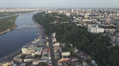 This stock footage shows aerial view of Kyiv, Ukraine in 8K resolution