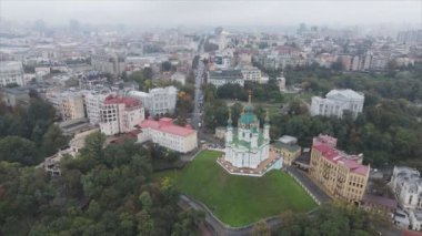 This stock footage shows aerial view of Kyiv, Ukraine in 8K resolution