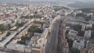 This stock footage shows aerial view of Kyiv, Ukraine in 8K resolution