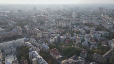 This stock footage shows aerial view of Kyiv, Ukraine in 8K resolution