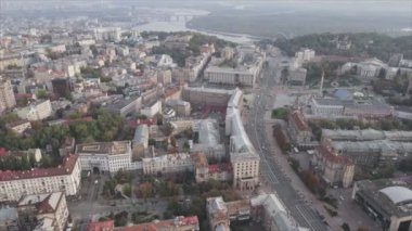 This stock footage shows aerial view of Kyiv, Ukraine in 8K resolution