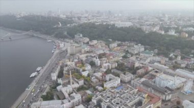 This stock footage shows aerial view of Kyiv, Ukraine in 8K resolution