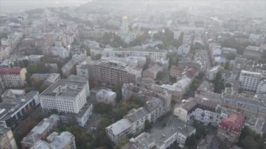 This stock footage shows aerial view of Kyiv, Ukraine in 8K resolution
