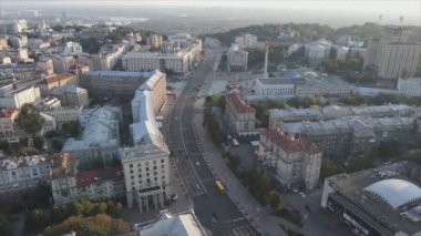 This stock footage shows aerial view of Kyiv, Ukraine in 8K resolution