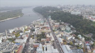 This stock footage shows aerial view of Kyiv, Ukraine in 8K resolution