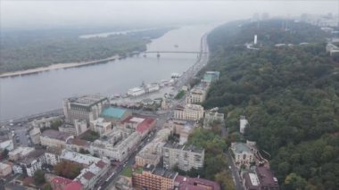 This stock footage shows aerial view of Kyiv, Ukraine in 8K resolution