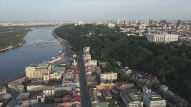 This stock footage shows aerial view of Kyiv, Ukraine in 8K resolution