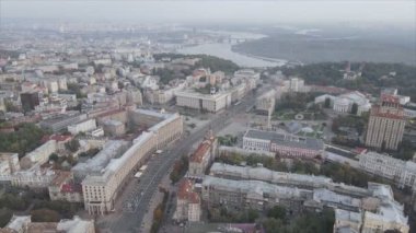 This stock footage shows aerial view of Kyiv, Ukraine in 8K resolution