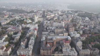 This stock footage shows aerial view of Kyiv, Ukraine in 8K resolution