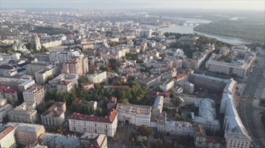 This stock footage shows aerial view of Kyiv, Ukraine in 8K resolution
