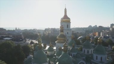 This stock video shows an aerial view of St. Sophia Cathedral in Kyiv, Ukraine In 8K resolution