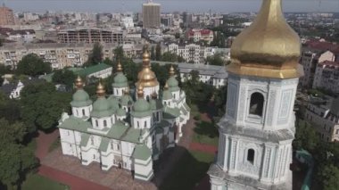 This stock video shows an aerial view of St. Sophia Cathedral in Kyiv, Ukraine In 8K resolution