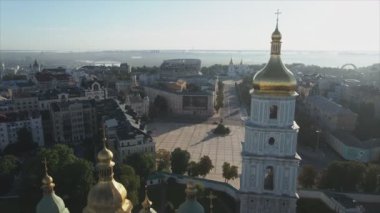 This stock video shows an aerial view of St. Sophia Cathedral in Kyiv, Ukraine In 8K resolution
