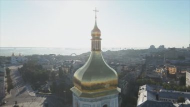 This stock video shows an aerial view of St. Sophia Cathedral in Kyiv, Ukraine In 8K resolution