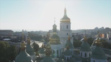 This stock video shows an aerial view of St. Sophia Cathedral in Kyiv, Ukraine In 8K resolution